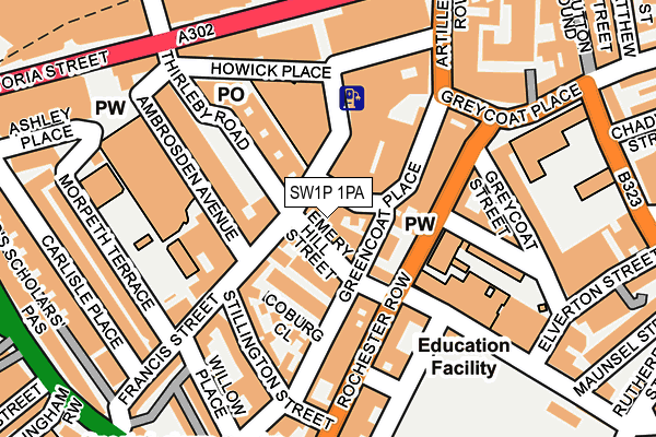 SW1P 1PA map - OS OpenMap – Local (Ordnance Survey)