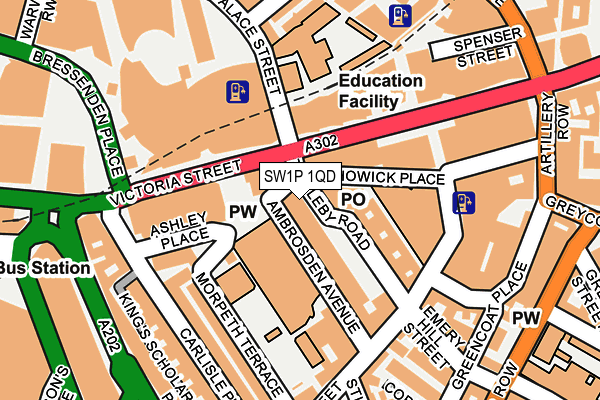 SW1P 1QD map - OS OpenMap – Local (Ordnance Survey)
