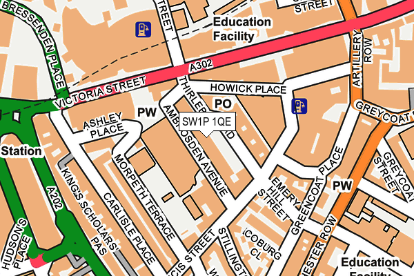 SW1P 1QE map - OS OpenMap – Local (Ordnance Survey)