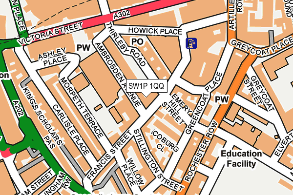 SW1P 1QQ map - OS OpenMap – Local (Ordnance Survey)