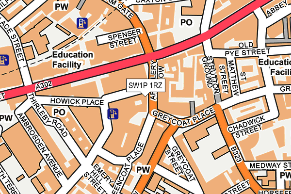 SW1P 1RZ map - OS OpenMap – Local (Ordnance Survey)