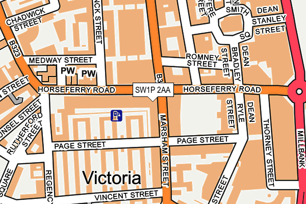 SW1P 2AA map - OS OpenMap – Local (Ordnance Survey)