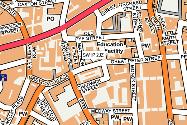 SW1P 2JZ map - OS OpenMap – Local (Ordnance Survey)