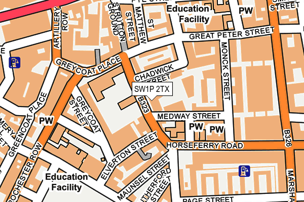 SW1P 2TX map - OS OpenMap – Local (Ordnance Survey)