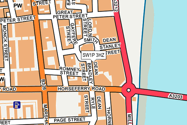 SW1P 3HZ map - OS OpenMap – Local (Ordnance Survey)