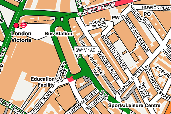 SW1V 1AE map - OS OpenMap – Local (Ordnance Survey)