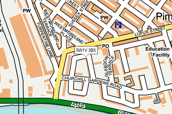 SW1V 3BX map - OS OpenMap – Local (Ordnance Survey)