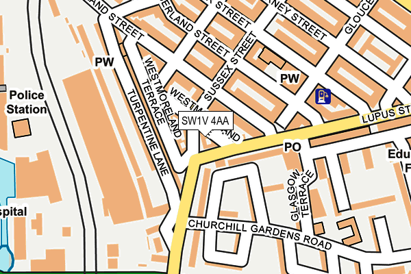 SW1V 4AA map - OS OpenMap – Local (Ordnance Survey)