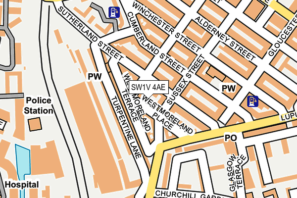 SW1V 4AE map - OS OpenMap – Local (Ordnance Survey)