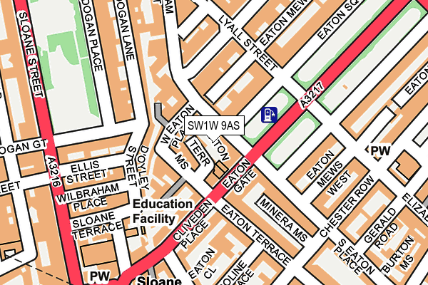 SW1W 9AS map - OS OpenMap – Local (Ordnance Survey)