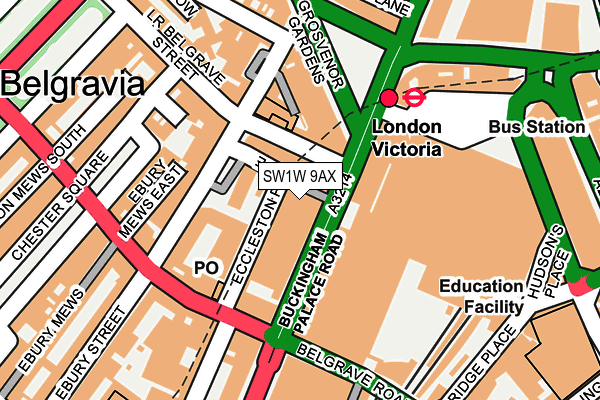 SW1W 9AX map - OS OpenMap – Local (Ordnance Survey)