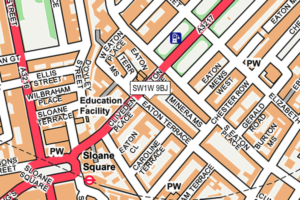 SW1W 9BJ map - OS OpenMap – Local (Ordnance Survey)