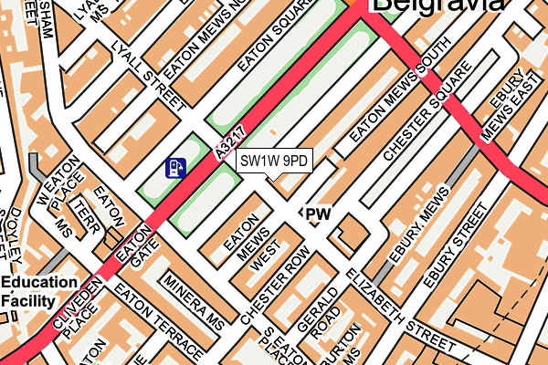 SW1W 9PD map - OS OpenMap – Local (Ordnance Survey)