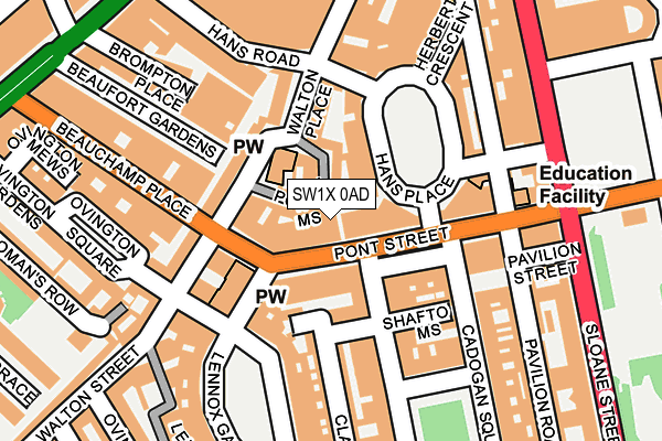 SW1X 0AD map - OS OpenMap – Local (Ordnance Survey)