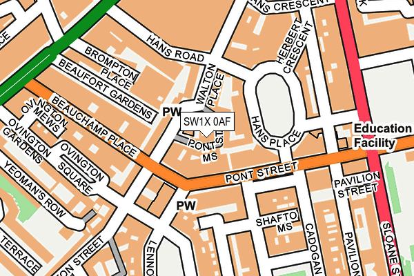 SW1X 0AF map - OS OpenMap – Local (Ordnance Survey)
