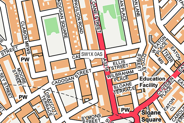 SW1X 0AS map - OS OpenMap – Local (Ordnance Survey)