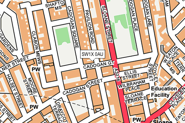 SW1X 0AU map - OS OpenMap – Local (Ordnance Survey)