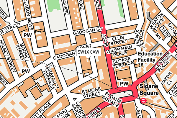 SW1X 0AW map - OS OpenMap – Local (Ordnance Survey)