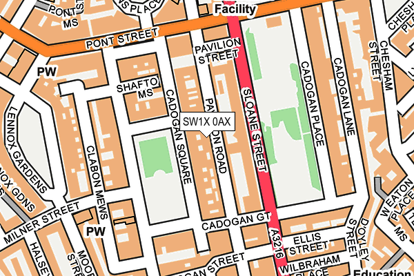 SW1X 0AX map - OS OpenMap – Local (Ordnance Survey)