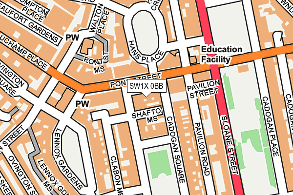 SW1X 0BB map - OS OpenMap – Local (Ordnance Survey)