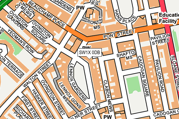 SW1X 0DB map - OS OpenMap – Local (Ordnance Survey)