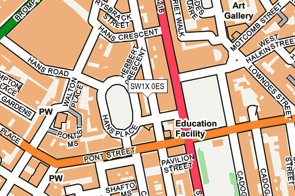 SW1X 0ES map - OS OpenMap – Local (Ordnance Survey)