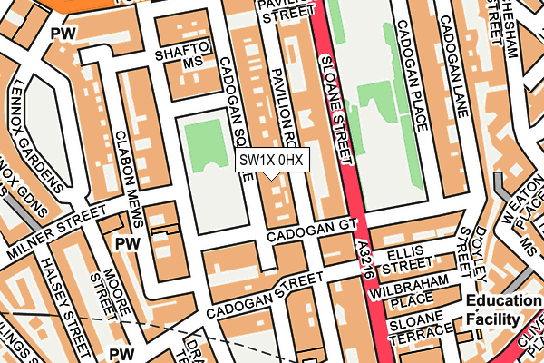 SW1X 0HX map - OS OpenMap – Local (Ordnance Survey)