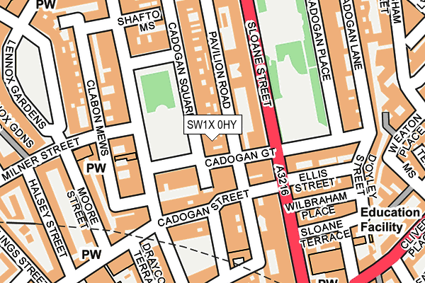 SW1X 0HY map - OS OpenMap – Local (Ordnance Survey)