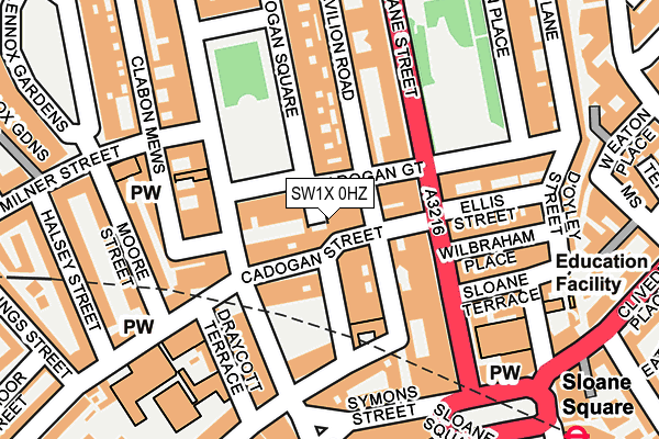 SW1X 0HZ map - OS OpenMap – Local (Ordnance Survey)