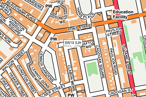 SW1X 0JH map - OS OpenMap – Local (Ordnance Survey)