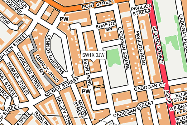 SW1X 0JW map - OS OpenMap – Local (Ordnance Survey)
