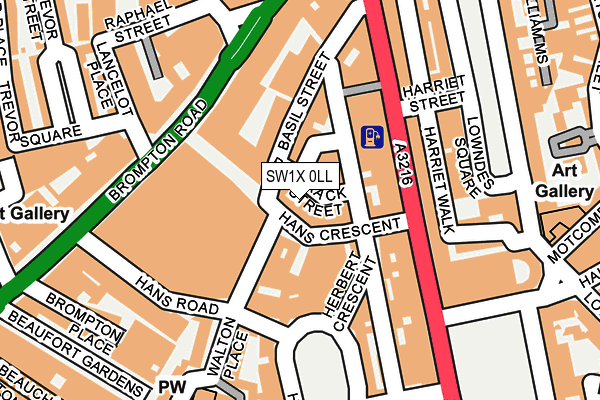 SW1X 0LL map - OS OpenMap – Local (Ordnance Survey)