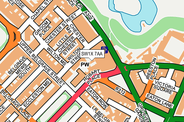 SW1X 7AA map - OS OpenMap – Local (Ordnance Survey)