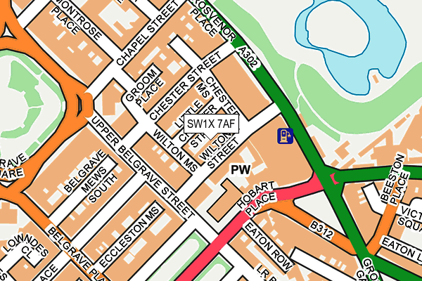 SW1X 7AF map - OS OpenMap – Local (Ordnance Survey)