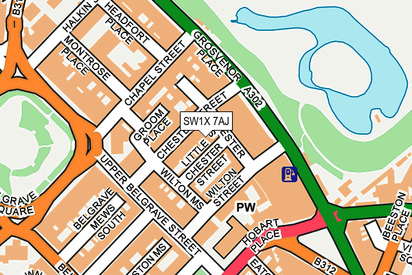 SW1X 7AJ map - OS OpenMap – Local (Ordnance Survey)