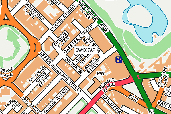 SW1X 7AP map - OS OpenMap – Local (Ordnance Survey)