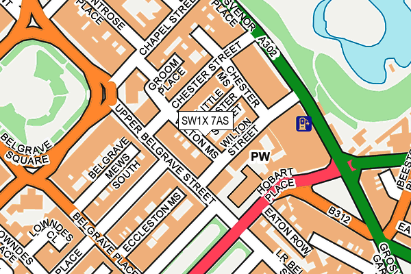 SW1X 7AS map - OS OpenMap – Local (Ordnance Survey)