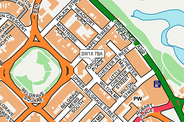SW1X 7BA map - OS OpenMap – Local (Ordnance Survey)