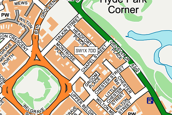 SW1X 7DD map - OS OpenMap – Local (Ordnance Survey)