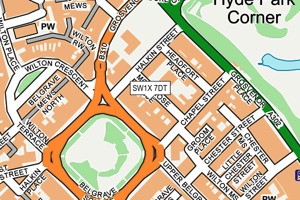 SW1X 7DT map - OS OpenMap – Local (Ordnance Survey)
