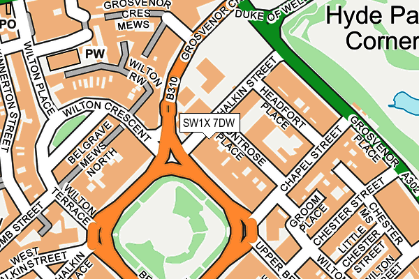 SW1X 7DW map - OS OpenMap – Local (Ordnance Survey)