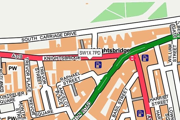 SW1X 7PD map - OS OpenMap – Local (Ordnance Survey)