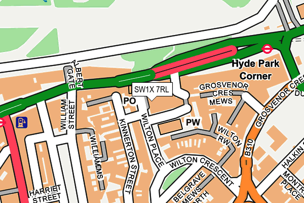 SW1X 7RL map - OS OpenMap – Local (Ordnance Survey)