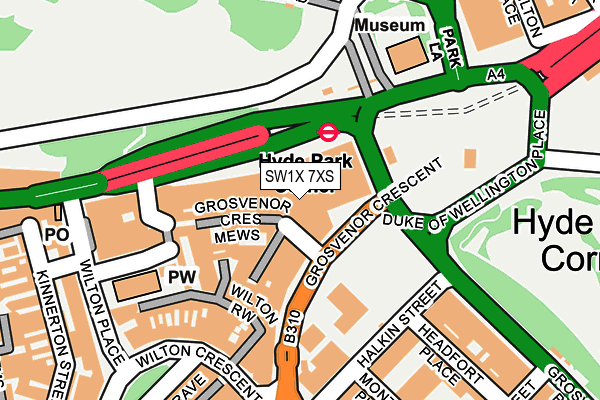 SW1X 7XS map - OS OpenMap – Local (Ordnance Survey)