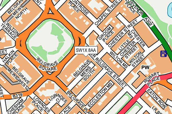 SW1X 8AA map - OS OpenMap – Local (Ordnance Survey)