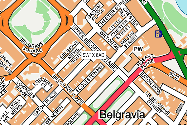SW1X 8AD map - OS OpenMap – Local (Ordnance Survey)