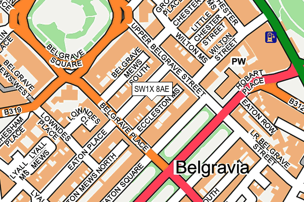 SW1X 8AE map - OS OpenMap – Local (Ordnance Survey)