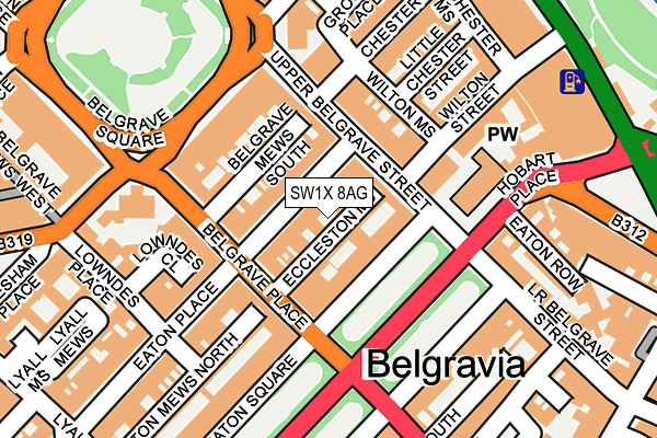 SW1X 8AG map - OS OpenMap – Local (Ordnance Survey)