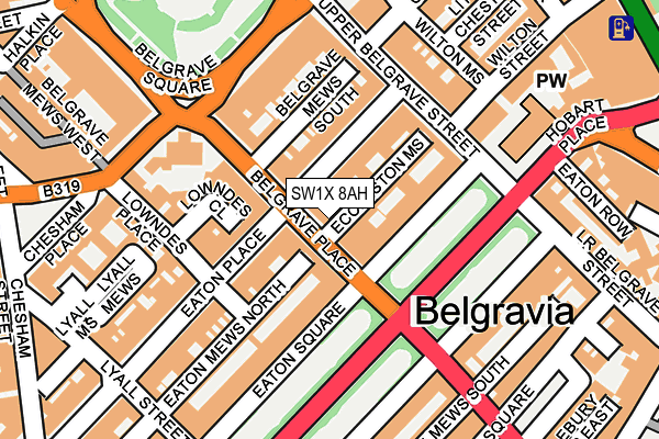 SW1X 8AH map - OS OpenMap – Local (Ordnance Survey)