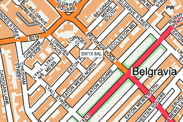 SW1X 8AL map - OS OpenMap – Local (Ordnance Survey)